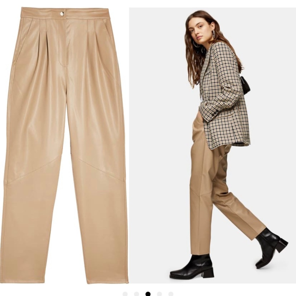 SOLD !!!  FAUX LEATHER PLEATED PEG TROUSERS